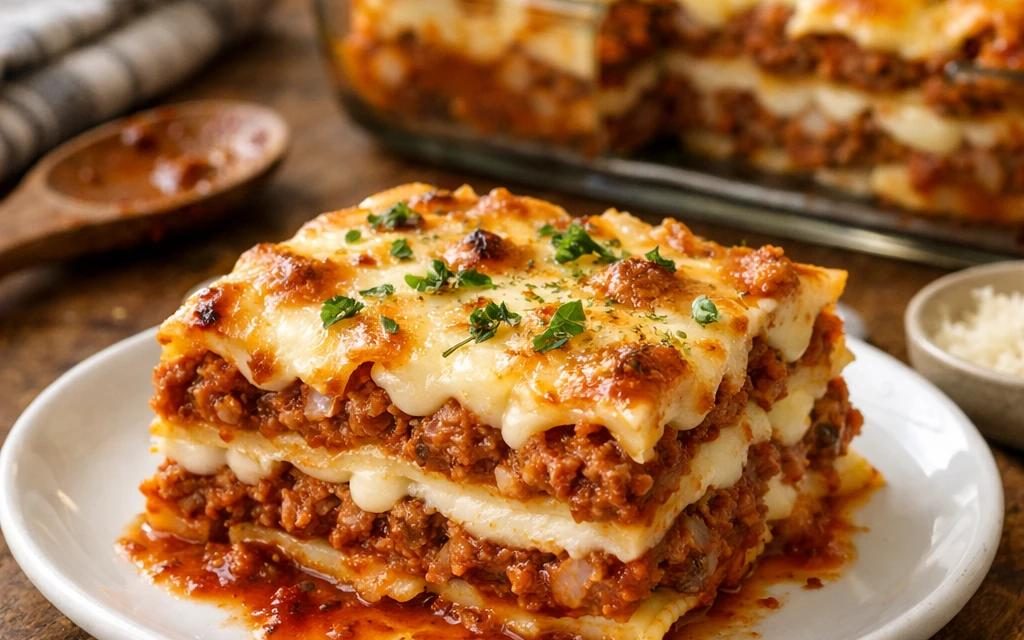 Gurih Maksimal! Lasagna Daging Sapi Dengan Saus Tomat Lezat